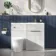 Havana Fluted Coastal White Vanity Basin and Tucson Toilet 1100mm - Brushed Brass Accents - Right