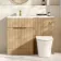 Havana Fluted Country Oak Vanity Basin and Tucson Toilet 1100mm - Brass Accents - Left Handed