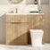 Havana Fluted Country Oak Vanity Basin and Houston Toilet 1100mm - Brass Accents - Left Handed