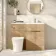 Havana Fluted Country Oak Vanity Basin and Tucson Toilet 1100mm - Brass Accents - Right Handed