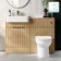Sicily Fluted Country Oak Combination Vanity Basin and Miami Toilet 1200mm - Brushed Brass Accents