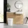 Sicily Fluted Country Oak Vanity Basin and Tucson Toilet 1200mm - Brass Accents - Right Handed