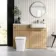Sicily Fluted Country Oak Vanity Basin and Houston Toilet 1200mm - Brass Accents - Right Handed