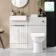 Sicily Fluted Coastal White Combination Vanity Basin and Aruba Toilet 1000mm - Brushed Brass Accents