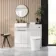 Sicily Fluted Coastal White Vanity Basin with Marble Top & Tucson Toilet 1000mm - Brass Accents