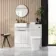 Sicily Fluted Coastal White Vanity Basin with Marble Top & Houston Toilet 1000mm - Brass Accents