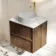 Bora Natural Walnut Wall Hung Vanity Drawer with Carrara Marble Top 600mm - Basin Not Included