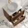 Bora Natural Walnut Wall Hung Vanity Drawer with Carrara Marble Top 600mm - Basin Not Included