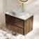 Bora Natural Walnut Wall Hung Vanity Drawer with Carrara Marble Top 800mm - Basin Not Included