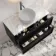 Bora Black Oak Wall Hung Vanity Drawer with Carrara Marble Top 1000mm - Basin Not Included