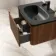 Sorrento Fluted Black Walnut Wall Hung Drawer Vanity with Black Basin 600mm