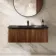 Sorrento Fluted Black Walnut Wall Hung Drawer Vanity with Black Basin 1000mm