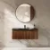 Sorrento Fluted Black Walnut Wall Hung Drawer Vanity with Black Basin 1000mm