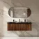 Sorrento Fluted Black Walnut Wall Hung Drawer Vanity with Black Double Basin 1200mm