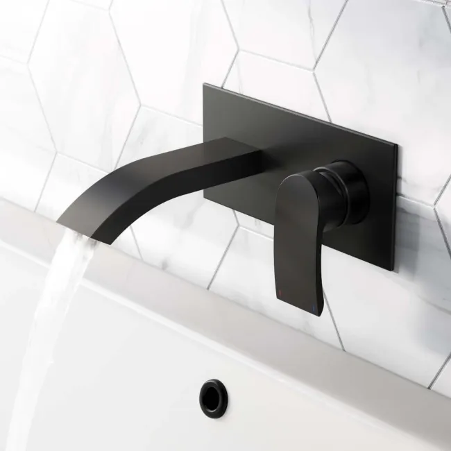 Severn Matt Black Wall Mounted Basin Mixer Tap