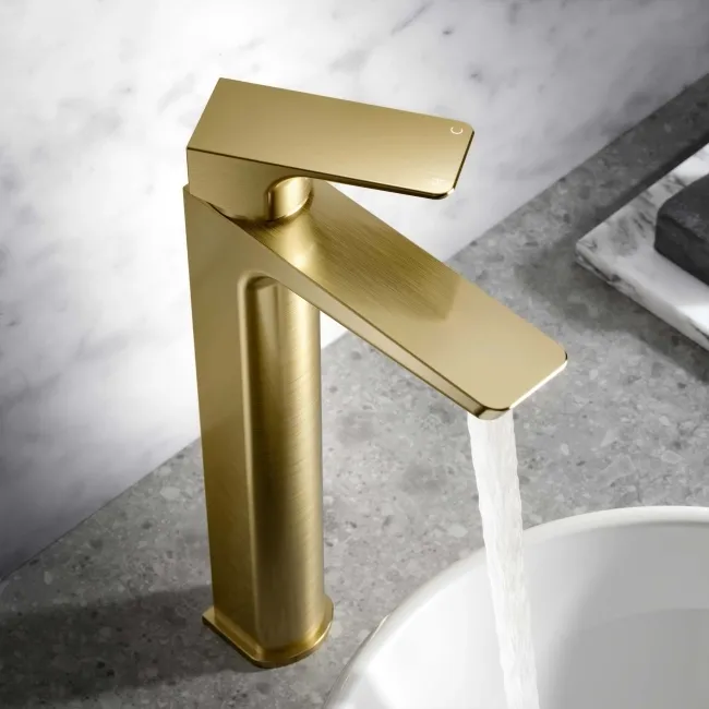 Soar Brushed Brass High Rise Basin Mixer Tap