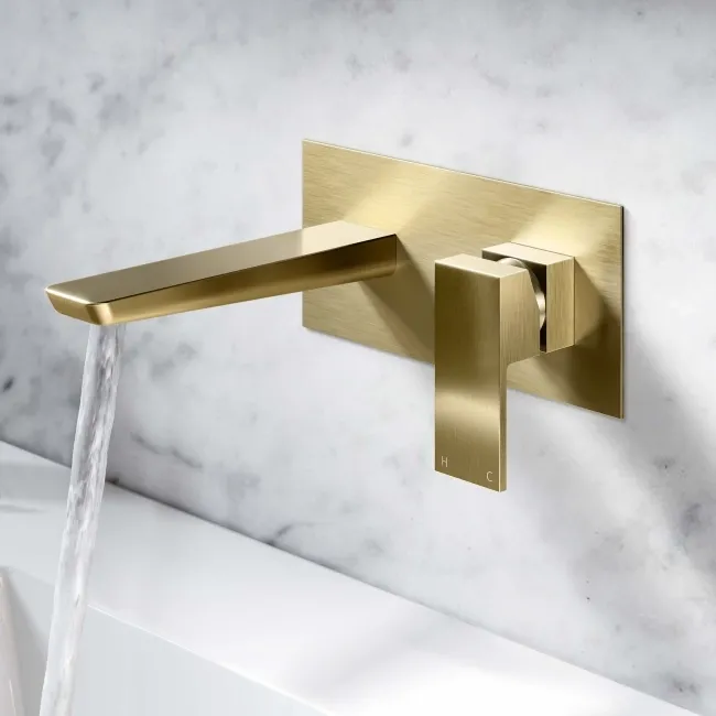Soar Brushed Brass Wall Mounted Basin Mixer Tap