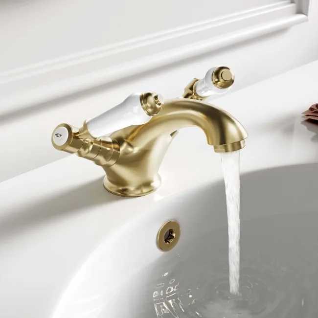 Cherwell Traditional Brushed Brass Basin Mixer Tap