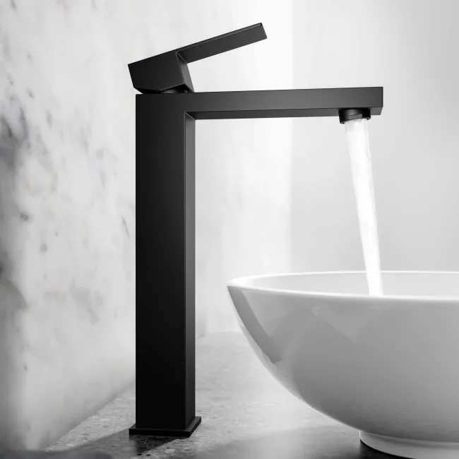 Dart Matt Black High Rise Basin Mixer Tap