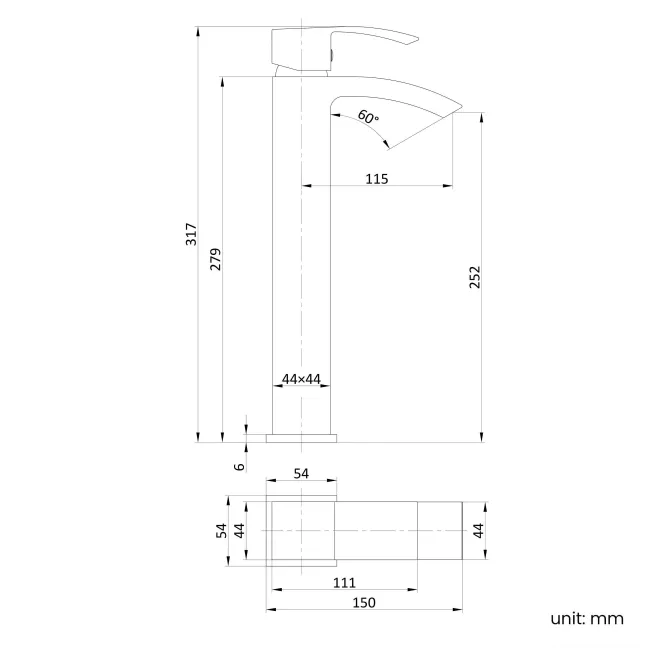 Brora Matt Black High Rise Basin Mixer Tap