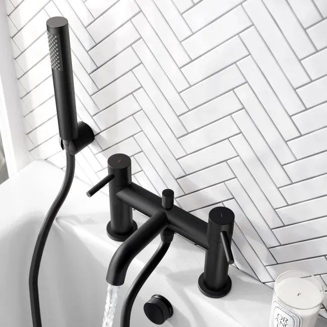 Selma Matt Black Bath Filler & Handheld Shower