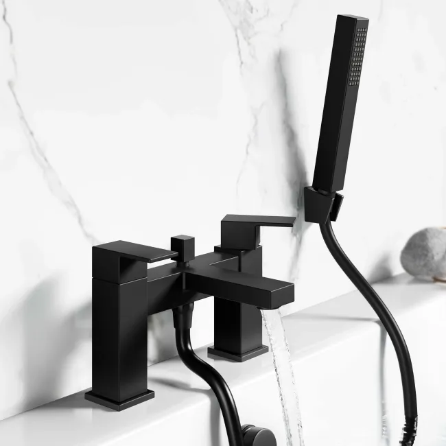 Tamar Matt Black Bath Filler & Handheld Shower