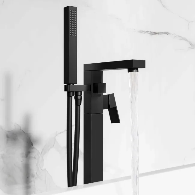 Tamar Matt Black Freestanding Bath Shower Mixer Tap