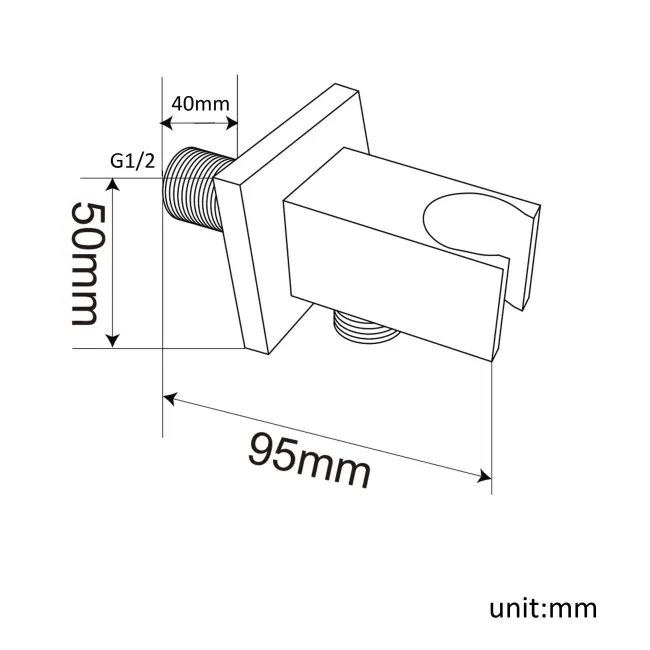 Chrome Square Shower Outlet with Bracket