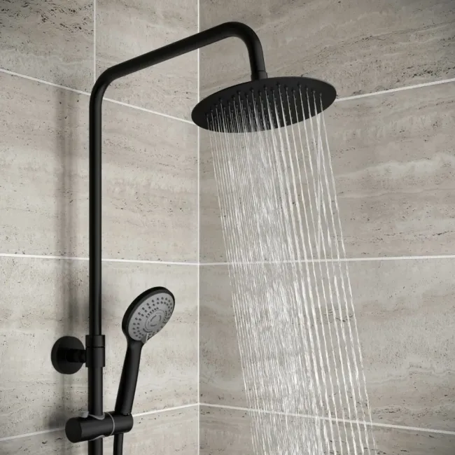 Ballina Round Matt Black Thermostatic Bath Filler Shower Set