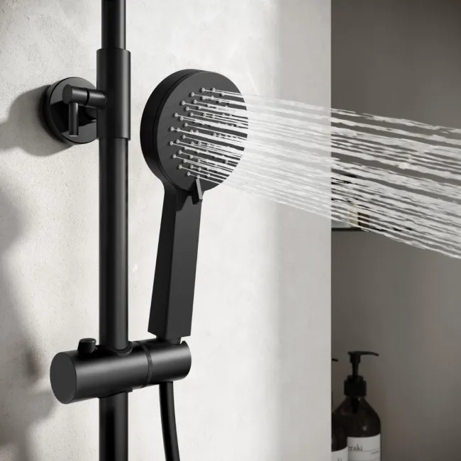 Doon Round Matt Black Thermostatic Bath Filler Shower Set