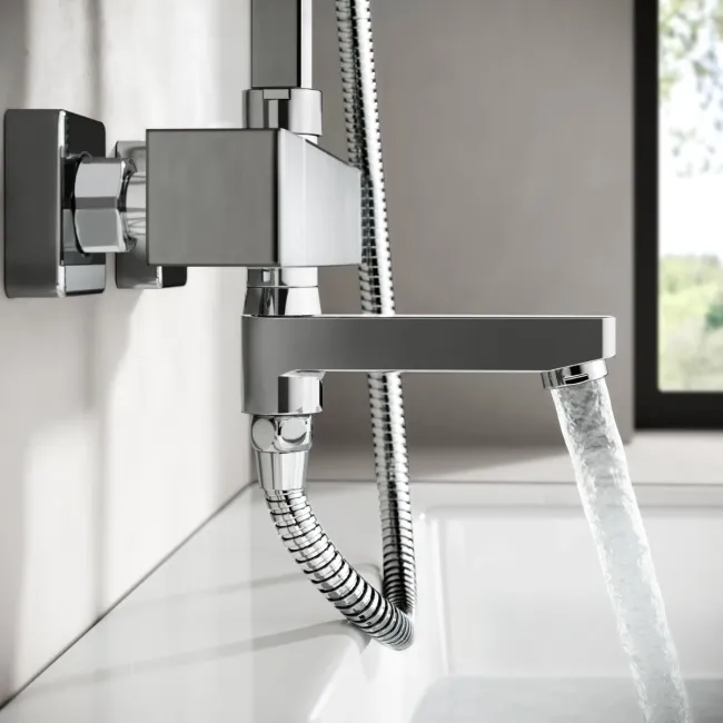 Skye Square Chrome Thermostatic Bath Filler Shower Set