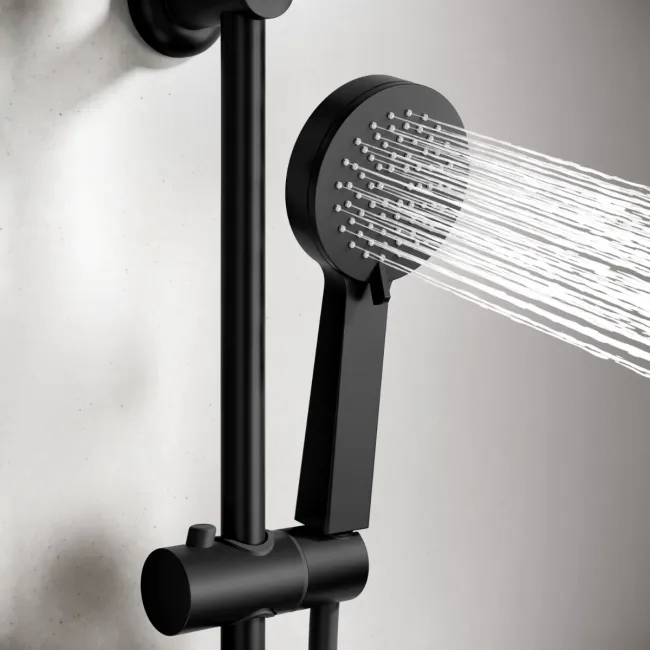Aran Matt Black Round Thermostatic Bar Shower Set