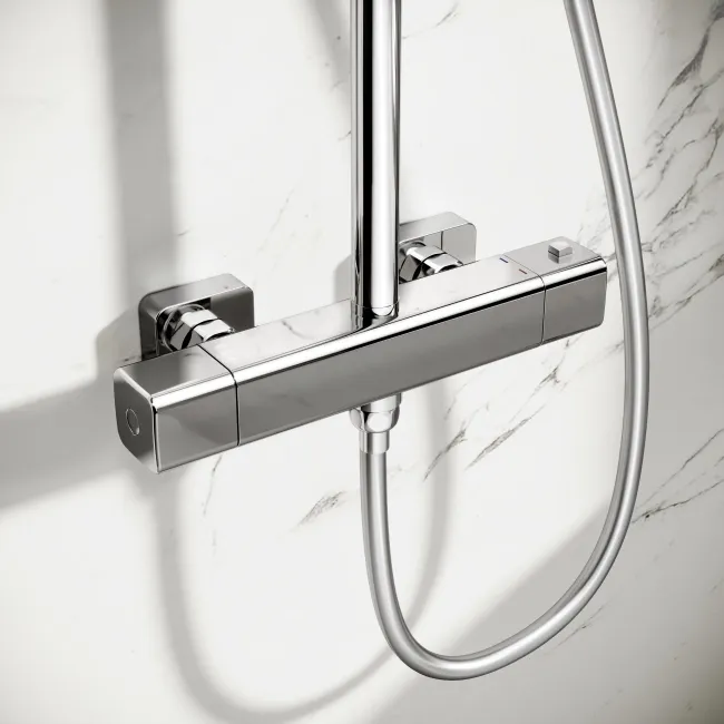 Kinsale Chrome Square Thermostatic Shower Set