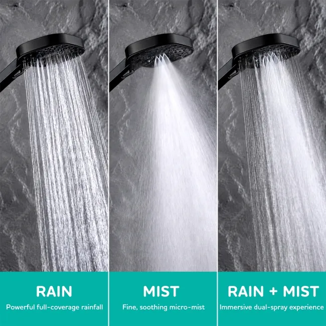Kinsale Matt Black Square Thermostatic Shower Set