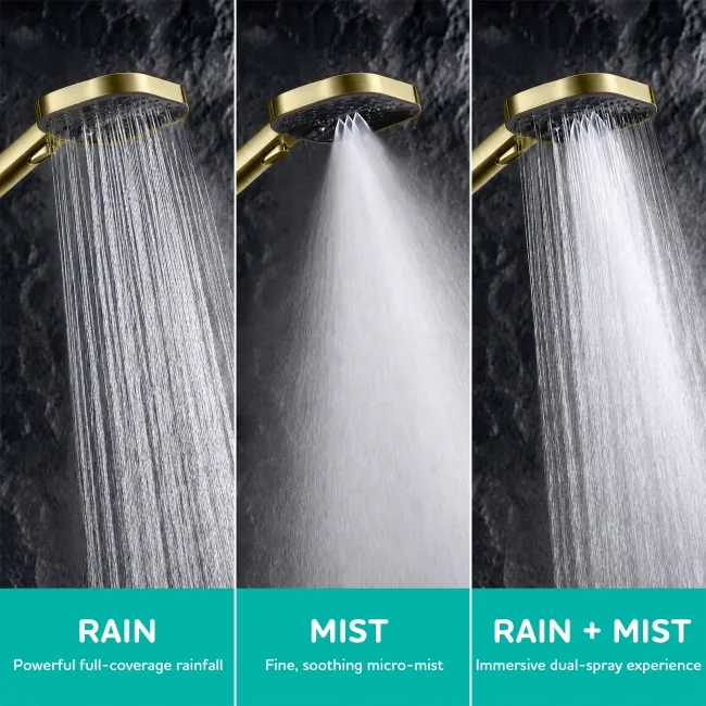 Kinsale Brushed Brass Square Thermostatic Shower Set