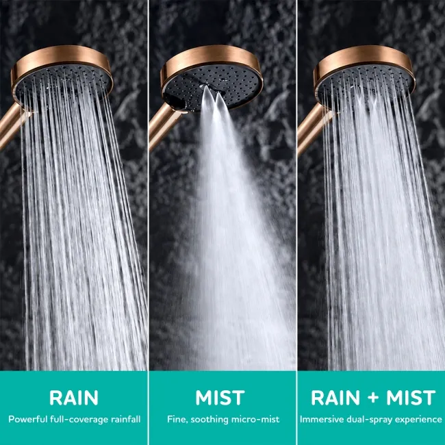 Derry Brushed Copper Round Thermostatic Shower Set