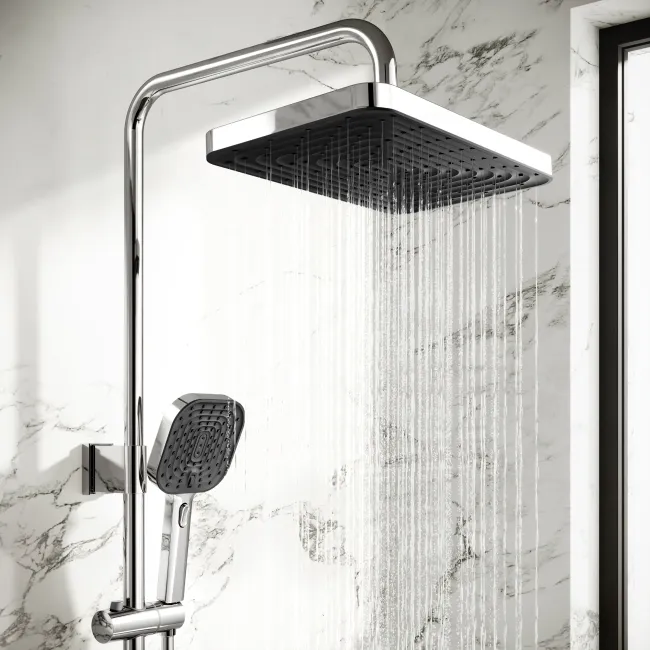 Kinsale Chrome Square Thermostatic Bath Filler Shower Set
