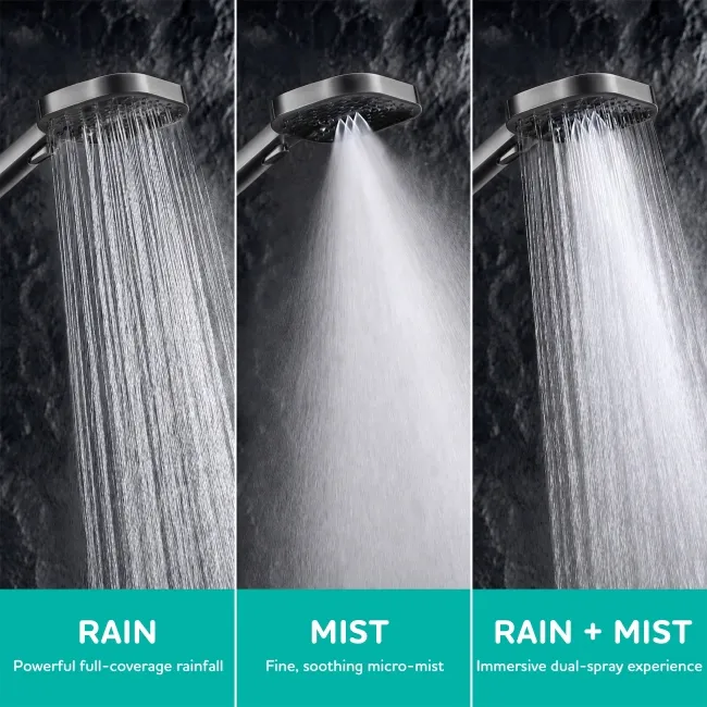 Kinsale Brushed Gunmetal Square Thermostatic Bath Filler Shower Set