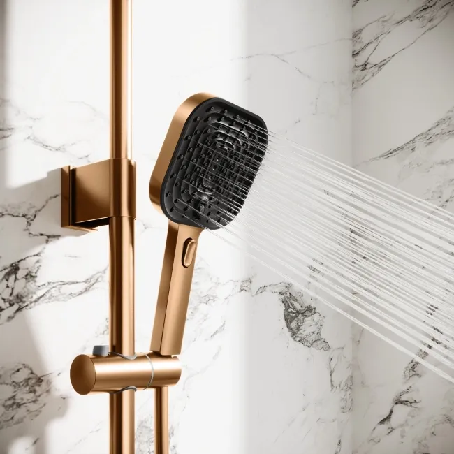 Kinsale Brushed Copper Square Thermostatic Bath Filler Shower Set