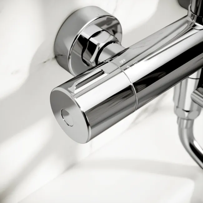 Derry Chrome Round Thermostatic Bath Filler Shower Set