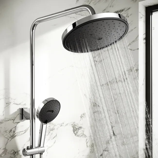 Derry Chrome Round Thermostatic Bath Filler Shower Set