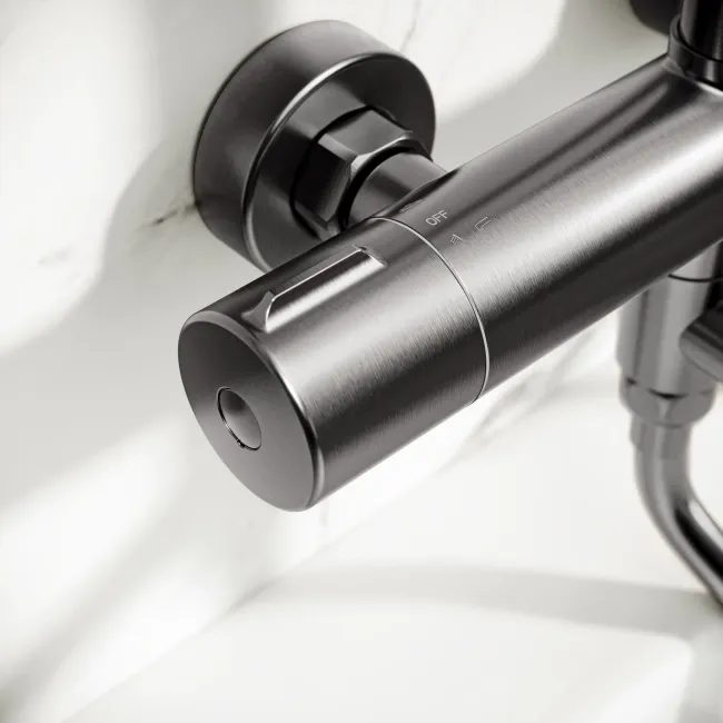 Derry Brushed Gunmetal Round Shower with Bath Filler