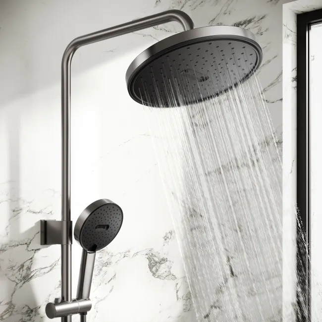 Derry Brushed Gunmetal Round Shower with Bath Filler