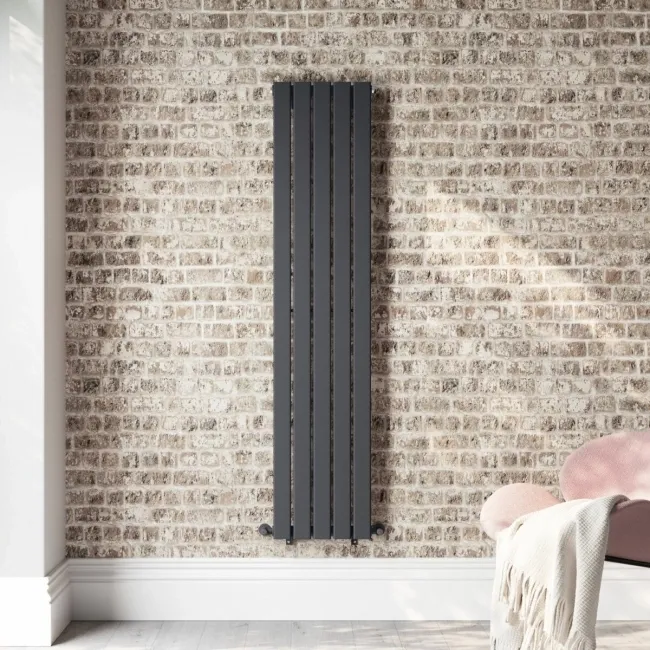 Faro Anthracite Single Flat Panel Vertical Radiator 1600x350mm
