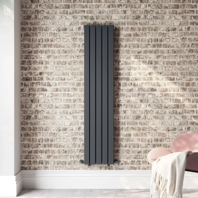 Faro Anthracite Double Flat Panel Vertical Radiator 1600x350mm