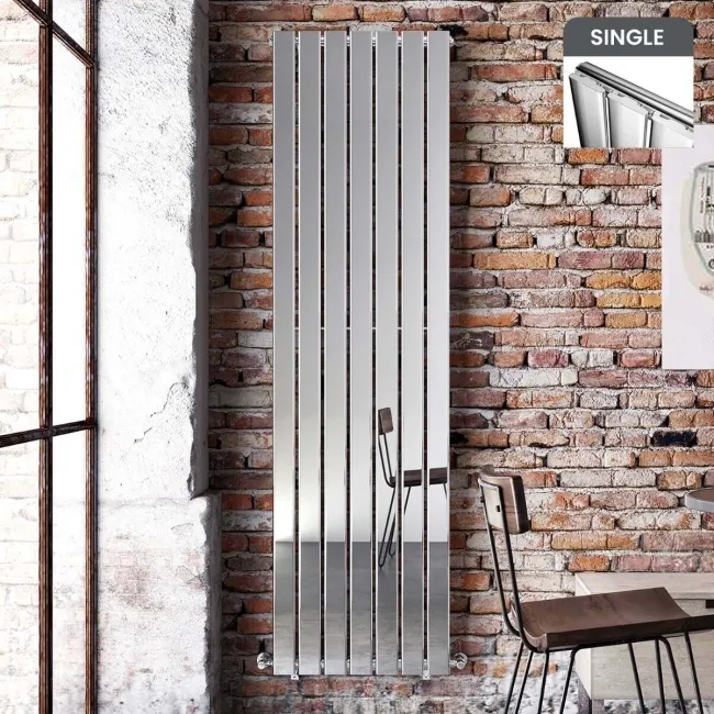 Faro Chrome Single Flat Panel Vertical Radiator 1800x490mm