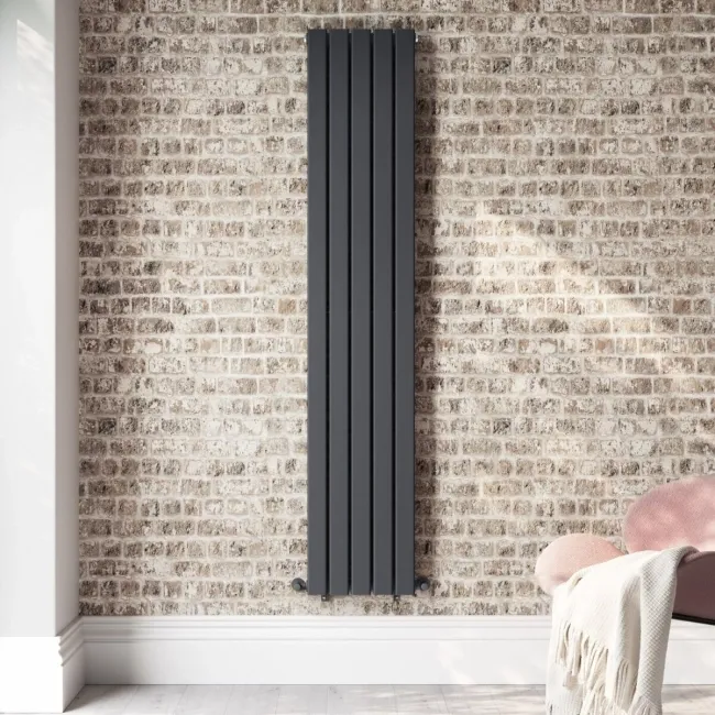 Faro Anthracite Double Flat Panel Vertical Radiator 1800x350mm