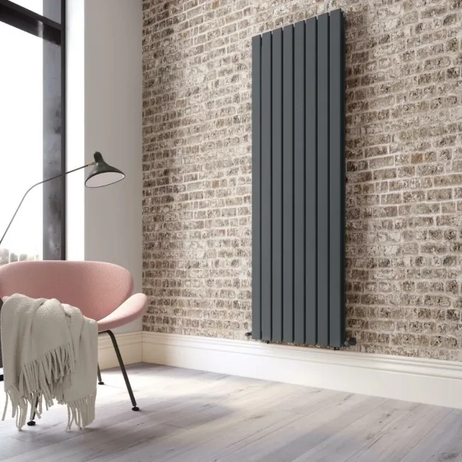 Faro Anthracite Double Flat Panel Vertical Radiator 1800x560mm