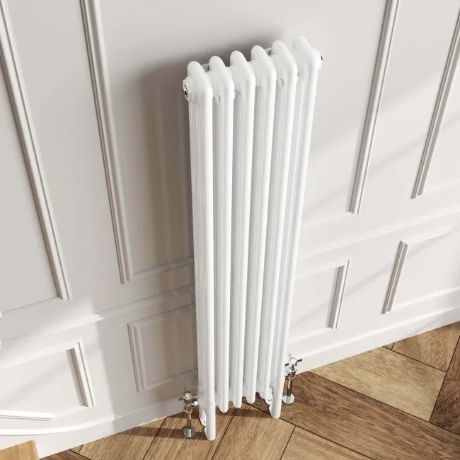Athens White Triple Column Vertical Traditional Radiator 1500x290mm