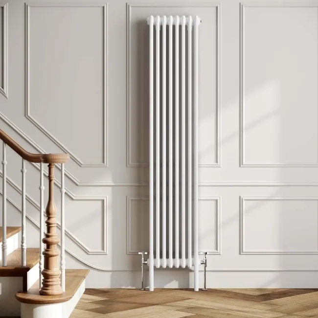 Athens White Triple Column Vertical Traditional Radiator 1800x380mm